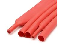 Gaine Cable Ajustable,Cache Cable Tube thermorétractable de 10/100 mètres, diamètre 2.4-6.4mm, 3:1, Manchon câble Thermique en polyoléfine isolé Noir/Rouge(Red,6.4MM_100M)