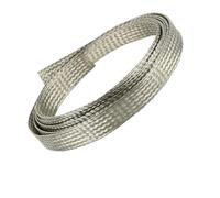 Gaine Cable Câble tressé en cuivre étamé de 1/5 m Large, Gaine métallique Extensible for Conduction d'alimentation, Audio, Haut-Parleur, 4-25 mm(Tinned Copper,Width 8mm,5M)