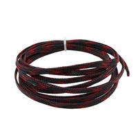 Gaine Cable Manchon de câble tressé Extensible 2/10 m 2/4/6/8/10/12/14/16/20/25/30/40 mm, Gaine de Protection de Fil en Nylon Isolant(Black Red Cross,16mm,2 Meters)