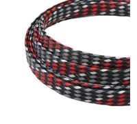 Gaine Cable Manchon tressé élargi de 1/5/20/50 mètres, Fil Pet en Coton PP 4 8 12mm, enveloppe Souple, Ligne Protection câble isolée, Gaine(Red Grey White,08mm,50 Meters)