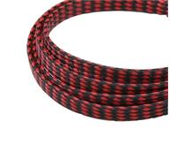 Gaine Câble Tressée Extensible Manchon de câble tressé Extensible 1 à 50m, enveloppe Fil Flexible 4, 8 et 12mm, Gaine Harnais Ligne Protection isolée(Red Balck,04mm,20 Meters)