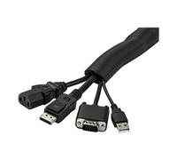 15' (4.6m) Cable Management Sleeve, Flexible Coiled Cable Wrap, 1-1.5" diameter Expandable Sleeve, Polyester Cord Manager/Protector/Concealer, Black