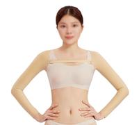 Gaine Compressive pour le Haut des Bras, Une Pièce, pour Femmes Manches Amincissantes Post-opératoires Gaine Correctrice de Posture, Bande de Soutien Mammaire Amovible(Skin,XS)