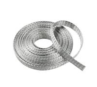 Gaine de blindage plate en cuivre étamé, gaine de protection en métal tressée, maille EMI/RFI (argent, 0,6 cm - 6,7 m)