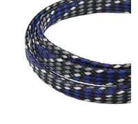 Gaine de câble 1/5/20/50M Gaine tressée expansée Fil de Coton PP 4 8 12mm Enveloppe Fil Souple Câble isolé Protection Ligne Harnais câble pour Protéger(Blue White Grey,8mm,20 Meters)
