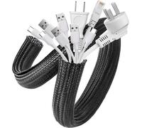 Gaine de Câble 3 Mètre 25-35 mm, Manchon de Câble Souple Ajustable Tissée Flexible pour Bureau - TV - Ordinateur PC, 3 Mètre/9.84ft-Noir