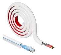 Gaine de câble blanche de 1 m - 14 x 10 mm - Conduit de câble flexible en PVC pour 1 cordon - Cache-fils auto-adhésif pour mur et sol - Cache-câbles en forme de D - Chemin de câbles TV