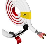 Gaine de câble blanche de 3 m - Conduit de câble flexible en PVC pour 2 à 3 cordons - Cache-fils auto-adhésif pour mur et sol - Ouverture latérale - Cache-câbles en forme de D - Chemin de câbles TV
