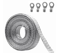 Gaine de câble de terre tressée plate en cuivre étamé de 3 m, 1,27 cm, avec anneaux pour protection de câble de protection au sol