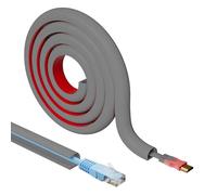 Gaine de câble grise - 14 x 10 mm - Conduit de câble flexible en PVC pour 1 cordon - Cache-fil autocollant pour mur et sol - Ouverture latérale - Cache-câbles en forme de D - 3 m