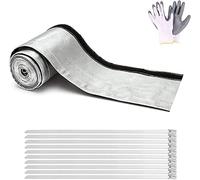 Gaine de protection aluminisée pour une protection ultime contre la chaleur, 3,8 cm de diamètre x 3 m avec 10 attaches de câble en acier inoxydable, argenté (3,8 cm x 3 m)