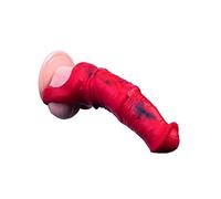 Gaine d'Extension en Silicone en Forme de Cheval pour Pénis Masculin avec Boucle Extensible pour Augmenter la Longueur et la Circonférence (Rouge)