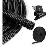Gaine Electrique 10FT Gaine Ondulée Flexible Protection Cache Tube Annelé pour TV, PC, Maison, Bureau et Jardin, Offre Une Protection Contre Les Animaux de Compagnie de Mâcher Les Câbles