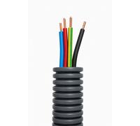 Gaine ICTA couleur grise préfilée 20G 3G2,5 + 1x1,5 BRJN - Couronne 100 m - Bleu Rouge Vert/Jaune Noir - JANO - 2389