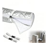 Gaine Isolante Climatisation, Isolant Tuyau Climatisation, Climatiseur Mobile avec Évacuation, 150x53cm, Couverture de Tuyau pour Climatiseur Portable (Argent - modèle zippé)