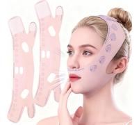 Gaine Menton Réutilisable,2 Pcs Masque Anti Double Menton Raffermissant Bande de Lifting Visage Respirante pour Nuit, Contour du Visage V-Line pour Hommes et Femmes