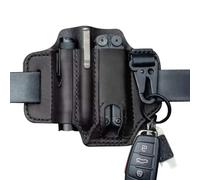 Gaine multi-outils en cuir, gaine multi-outils en cuir pour ceinture, organisateur de poche EDC avec porte-clés, sac de ceinture rangement, lampe poche, pochette (noir) pour un usage quotidien