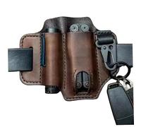 Gaine Multi-Outils, Gaine Multi-Outils en Cuir, Pochette de Ceinture en Cuir de 7, 1 x 5, 1 Pouces avec Support Lampe Poche, Porte-Stylo et Clip Porte-clés, Organisateur Ceinture Portable pour
