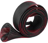 Gaine tressée Couverture de bâton de pêche en fonte extensible Protecteur (noir rouge)