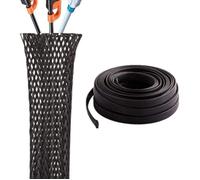 Gaine tressée extensible - Moto - 3 mètres - Diamètre 5mm - Polyester - Noir