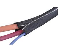 Gaine tressée HellermannTyton Twist-In-FR 29 170-01106 noir, blanc polyester 25 à 29 mm Marchandise vendue au mètre