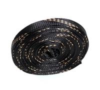 Gaine tressée isolée de 5 mètres, 2/4/6/8/10/12/15/20/25mm, Manchon de câble Extensible, Presse-étoupe, Gaine de Protection Câble Cache(Black Gold,20MM_5 Meter)