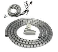 Gaine Tube Spirale Range Cache Câble Fil 2M Ø15mm avec Clip Attache GRIS