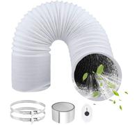 Gaine Ventilation Aluminium 125mm - 3 Mètres - Flexible Extensible - Avec Colliers Serrage - Pour Climatisation Extracteur