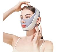 Gaine Visage Anti Double Menton Bandeau de lifting du visage en V, réducteur double menton et masque raffermissant for la peau, sangle sommeil légère respirante(Grey)