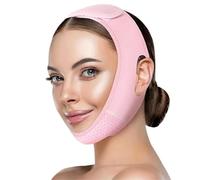 Gaine Visage Sangle faciale réutilisable, masque V Line, réducteur double menton, patch up, ceinture en forme, for l'affaissement(Pink)