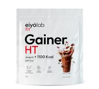 GAINER HT | 2 Sources de Protéines Natives + 2 Sources de Glucides | Whey + Caséine + Maltodextrine + Psyllium | Gainer Prise de Masse Musculation | Boisson Shaker Goût Chocolat | 2 kg | Eiyolab