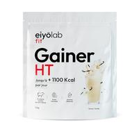 GAINER HT | 2 Sources de Protéines Natives + 2 Sources de Glucides | Whey + Caséine + Maltodextrine + Psyllium | Gainer Prise de Masse Musculation | Boisson Shaker Goût Vanille | 2 kg | Eiyolab