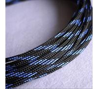 Gaines de câbles Extensibles en Pet de 10 m - Protection de câbles en Fil tressé Plat et serré(Black Blue,16mm)