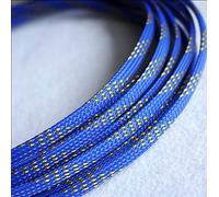 Gaines de câbles Extensibles en Pet de 10 m - Protection de câbles en Fil tressé Plat et serré(Blue Golden,4mm)