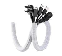 Gaines de Câbles,Gaine Cable Informatique Tube d'ordinateur en Nylon Ignifuge Noir, Maille métallique tissée élastique Pet, Manchon télescopique de 2 m(White)