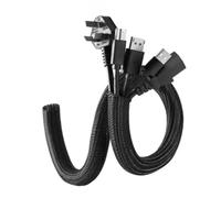 Gaines de Câbles,Gaine Cable Informatique Tube d'ordinateur en Nylon Ignifuge Noir, Maille métallique tissée élastique Pet, Manchon télescopique de 2 m(Black)