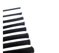 Gaines de Câbles Réutilisable Gaine tressée isolée Noire de 5M, 2/4/6/8/10/12/15/20/25mm, Protection câble en Pet serré, Manchon Extensible, Presse-étoupe(20 mm)