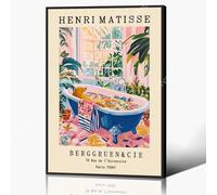 GAINOW Tableau Vintage Henri Matisse, Poster de Salle de Bain Amusant avec Motif Animal, Impression Drôle avec une Mignonne Phoque dans la Baignoire, Décor Mural Rose Dopamine pour Salle de Bain
