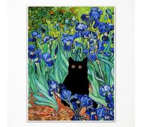GAINOW Van Gogh Irises Art mural sur toile, célèbre peinture à l'huile de jardin fleur de jardin, poster chat noir, décoration murale esthétique colorée pour salle de bain 30 x 40 cm sans cadre