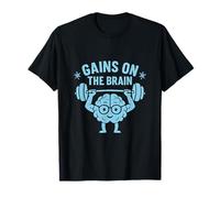Gains on The Brain Gym Geek Haltérophilie Brain Design T-Shirt