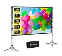 GAINVANE Écran de projection portable 120" 4K HD infroissable et léger avec support 16:9 pour intérieur et extérieur, écran de film sans plis en polyester mat, montage au sol, projection avant