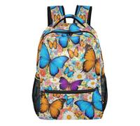 GAIREG Cartable motif papillons vibrants, construction légère | Sac à dos pour enfants avec attrait prêt à offrir, intérieur à quatre poches pour collège, taille M
