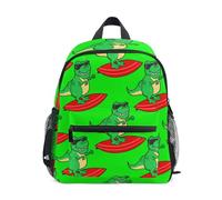 GAIREG Cartoon Rex Surfing Red Surfboard Sac à dos pour petite fille avec étiquette nominative, petits sacs à dos pour enfants, Cartoon Rex Planche de surf Rouge, 3-5 Years, Sacs à dos mignons