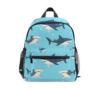 GAIREG Cartoon Sharks Sac à dos pour enfant avec étiquette nominative, sac à dos de voyage pour enfants Bleu, Dessin animé requins bleu, 3-5 Years, Sacs à dos mignons