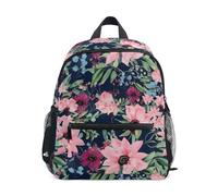 GAIREG Floral Harmony Sac à dos bleu marine pour tout-petits, garçons et filles, sacs à dos avec étiquette nominative, mini sacs à dos préscolaires, Harmonie florale bleu marine, 3-5 Years, Sacs à dos