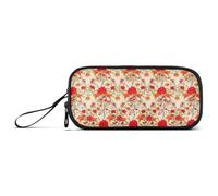 GAIREG Marqueur de fleur rouge rétro pour Noël | Trousse à crayons pour artistes, design à 3 couches, prête à l'emploi, peut contenir des stylos, des marqueurs et une