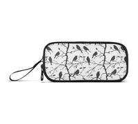GAIREG Marqueur oiseau noir blanc pour anniversaire | Trousse à marqueurs avec poches intérieures solides, facile à nettoyer, peut contenir 30 à 75 stylos fins pour la rentrée