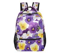 GAIREG Mignon Animaux Hibou Ours Lapin Sac à Dos avec Plusieurs Poches, Fleurs de pensées violettes, Medium, Sac à dos d'école décontracté