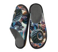 GAIREG Pantoufles avec semelle en caoutchouc pour femme - Pantoufles d'hiver pour homme et femme, Camion du 4 juillet, 8-8.5