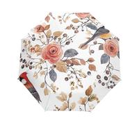 GAIREG Parapluie blanc aquarelle floral oiseau pour pluie, parapluie léger portable automatique pour femme, parapluies pour la pluie taille unique